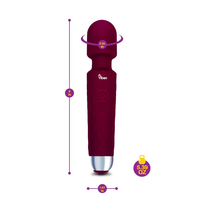 Viben Tempest Rechargeable Wand Massager Ruby - Burgundy