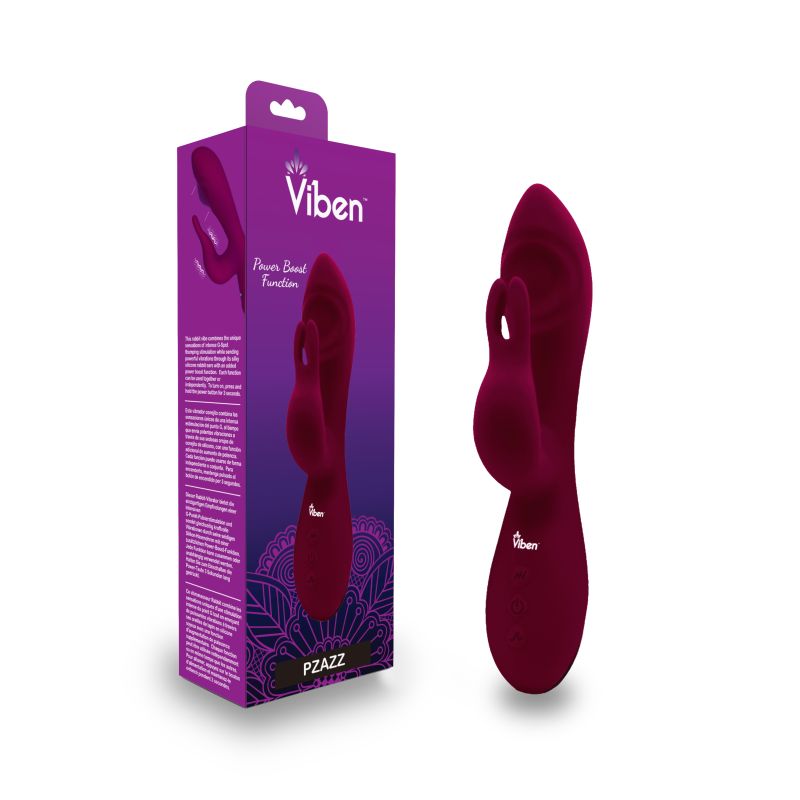 Viben Pzazz Rechargeable Thumping Rabbit Ruby - Burgundy