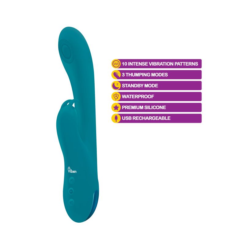 Viben Razzle Rechargeable Thumping Rabbit Ocean - Aqua