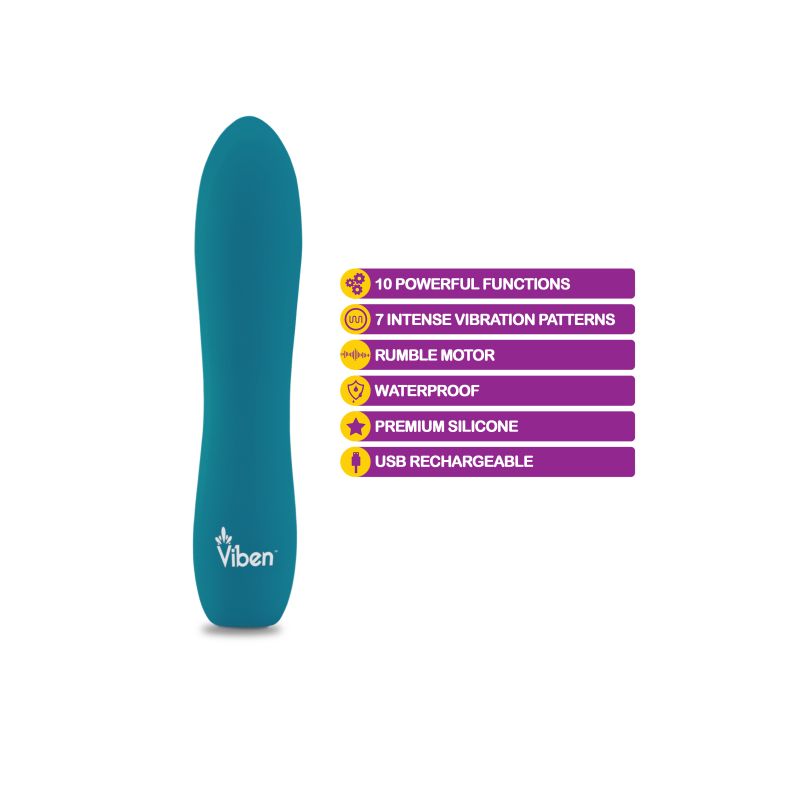 Viben Vivacious Rumble Motor Rechargeable Bullet Ocean - Aqua