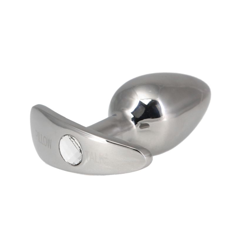 Pillow Talk Sneaky Luxurious Stainless Steel Anal Plug w Swarovski Crystal - Silver