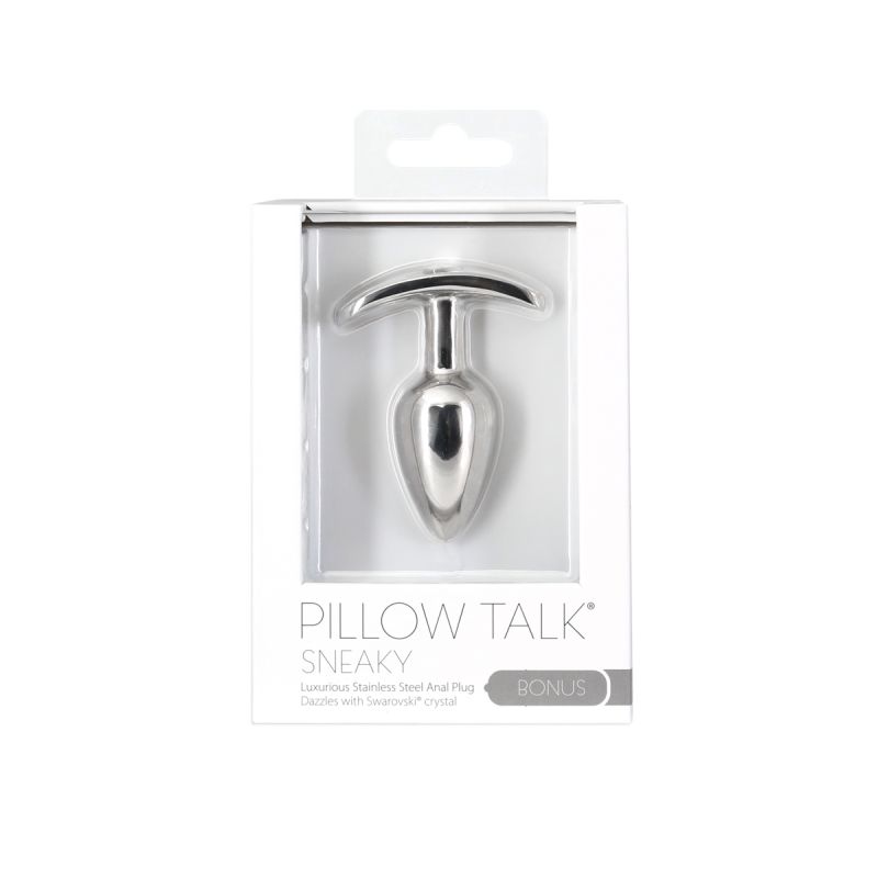 Pillow Talk Sneaky Luxurious Stainless Steel Anal Plug w Swarovski Crystal - Silver