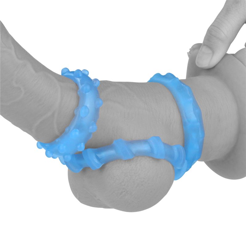 Lumino Play Penis Rings 3 Pc - Blue
