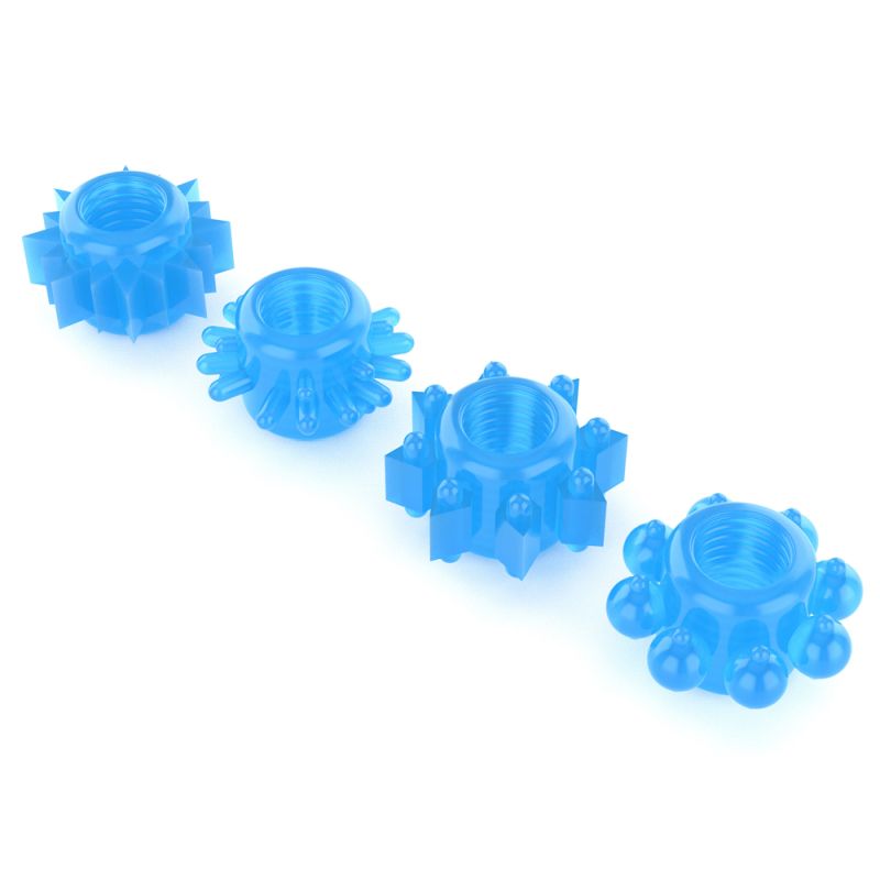 Lumino Play Penis Rings 4 Pc - Blue