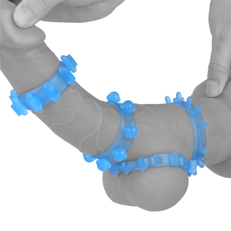 Lumino Play Penis Rings 4 Pc - Blue
