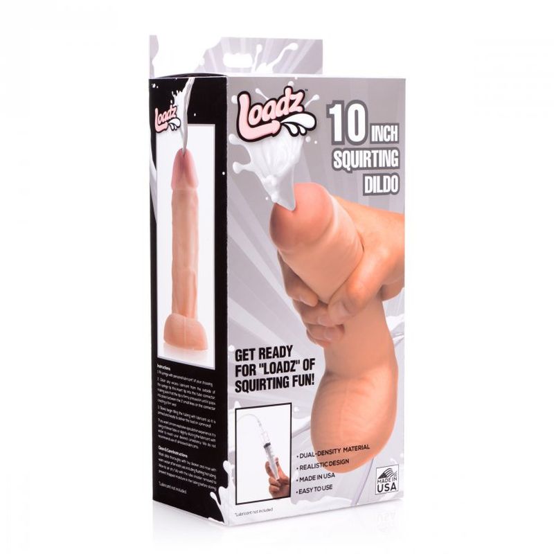 Squirting Dildo 10in with Syringe - Flesh