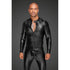 Power Wetlook Mens Jacket w Pleated PVC Epaulets - Black