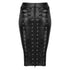 Power Wetlook Pencil Skirt w Long Zipper - Black