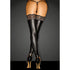 Power Wetlook Stockings w Siliconed Lace - Black