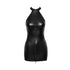 Snake Wetlook Mini Dress w Front Zipper - Black