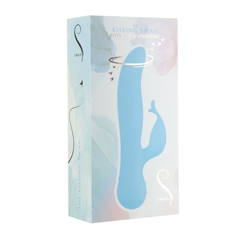 Kissing Swan Rabbit Vibrator - Blue