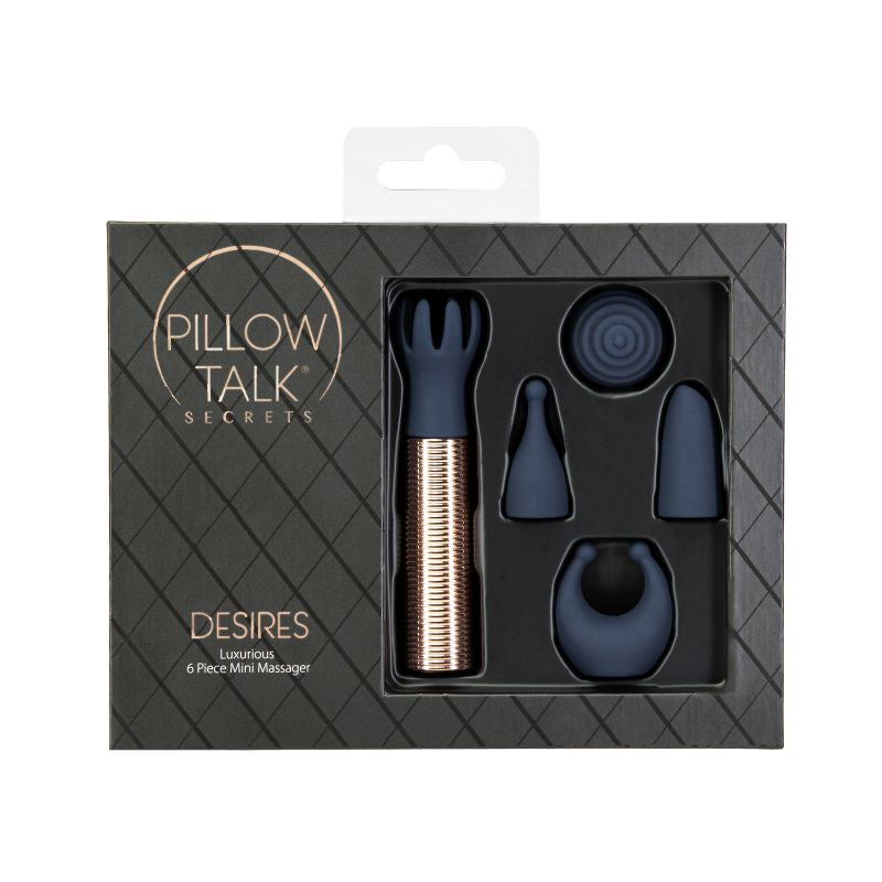 Pillow Talk Secrets Desires 6 Pc Massager Set - Blue