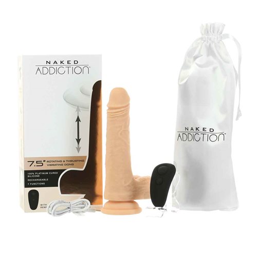 The Freak Vibrating Rotating Dong w Remote - Flesh