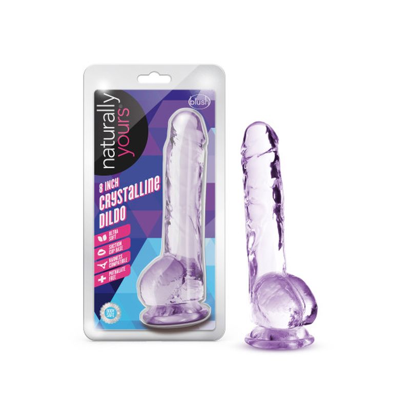 Naturally Yours 8" Crystaline Dildo Amethyst - Purple