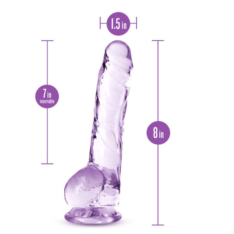 Naturally Yours 8" Crystaline Dildo Amethyst - Purple