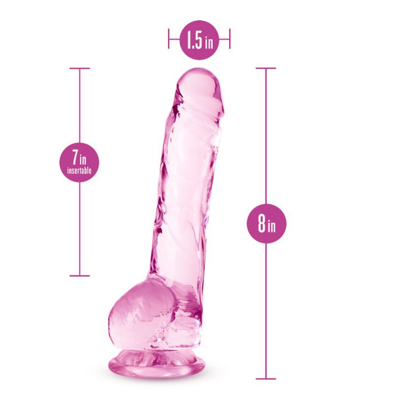 Naturally Yours 8" Crystaline Dildo Rose - Pink
