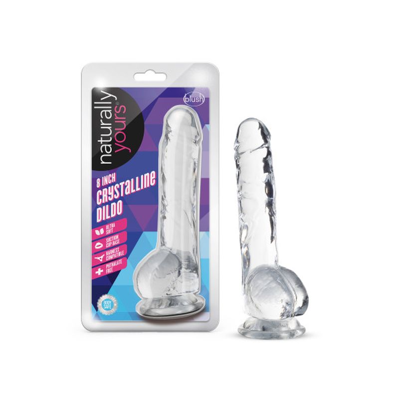 Naturally Yours 8" Crystaline Dildo Diamond - Clear