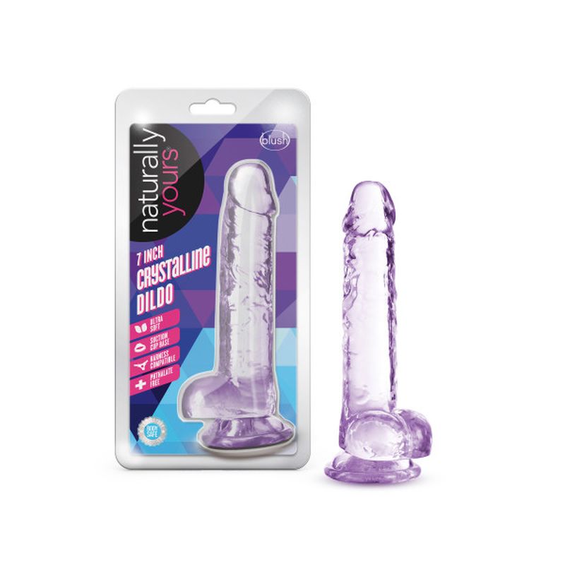 Naturally Yours 7" Crystaline Dildo Amethyst - Purple