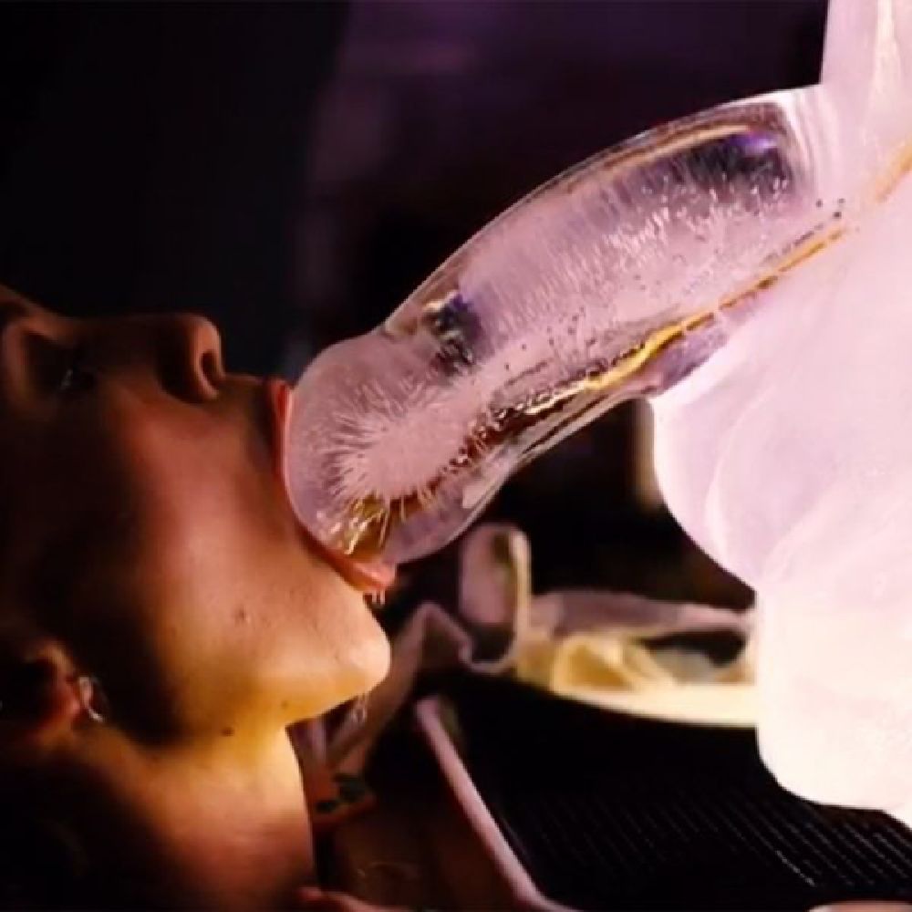 Play Wiv Me Huge Penis Ice Luge Mould - Clear