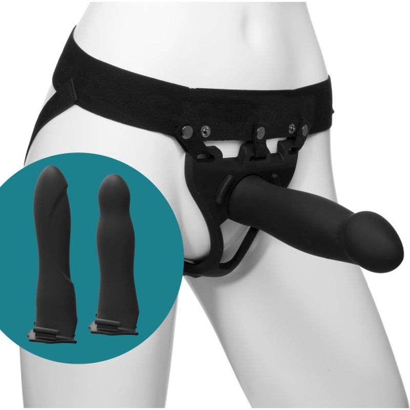 Be Ready 4 Pc Hollow Silicone Strap-On Set  - Black