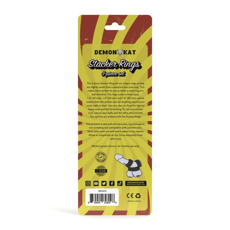 Stacker Rings 3 Pc Set - Black