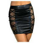 Stretch Wetlook Mesh Criss Cross Skirt