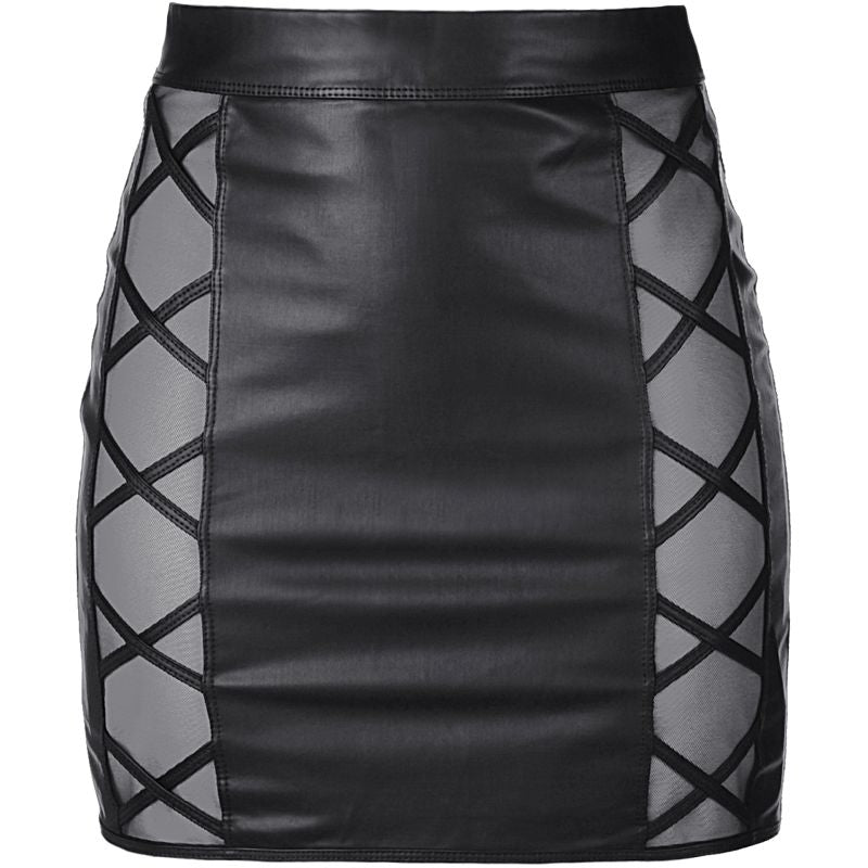 Stretch Wetlook Mesh Criss Cross Skirt