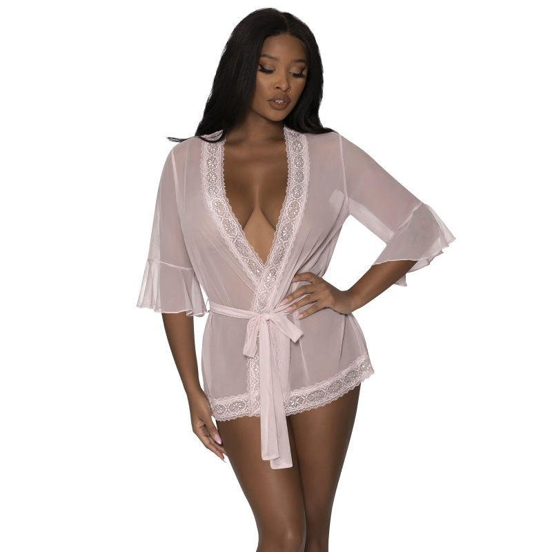 Robe with Lace Trim Blush - Blush