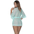 Robe with Lace Trim Turquoise - Turquoise