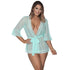Robe with Lace Trim Turquoise - Turquoise