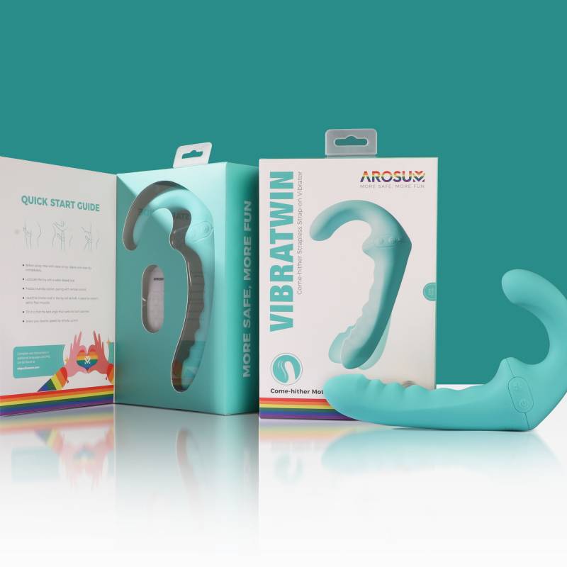 VibraTwin Rechargeable Come Hither Strapless Strap On with Remote - Green