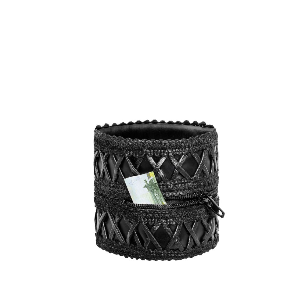 Wrist Wallet with Hidden Zipper  - Black