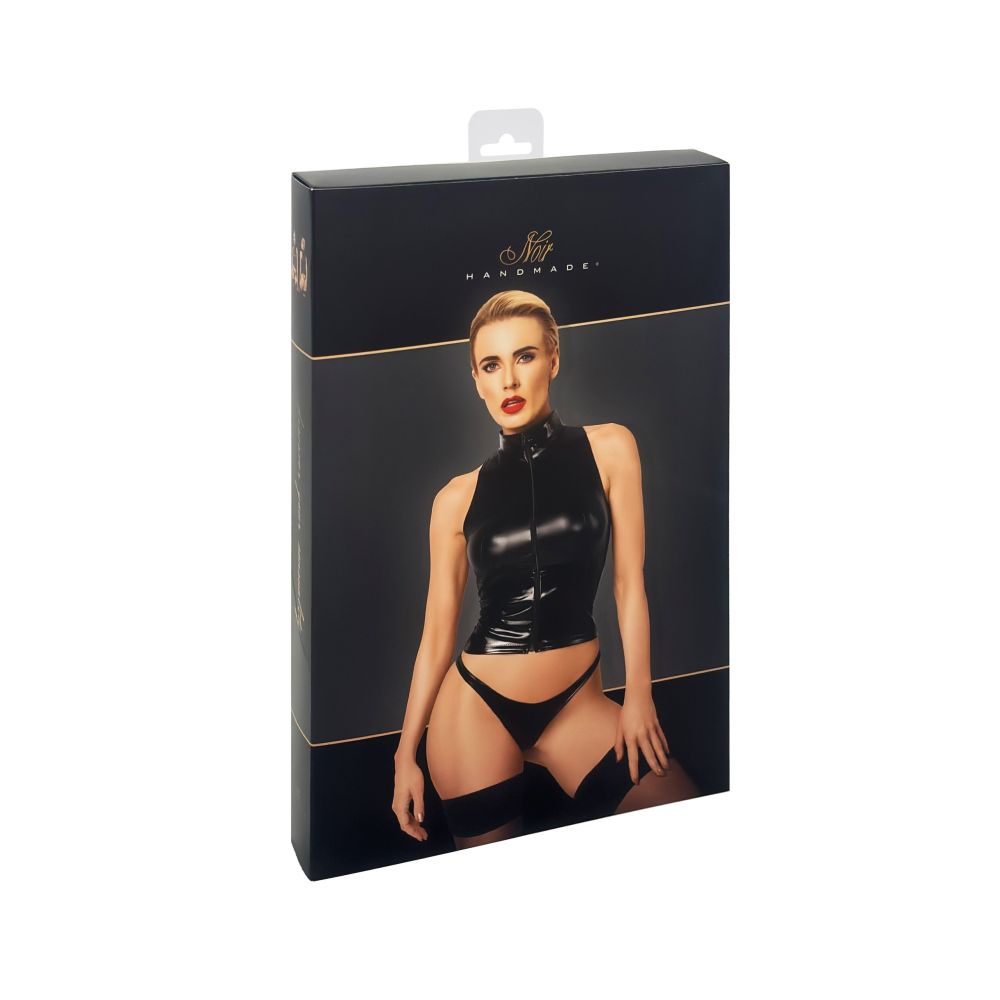 Glam Wetlook Top w Vinyl Corset
