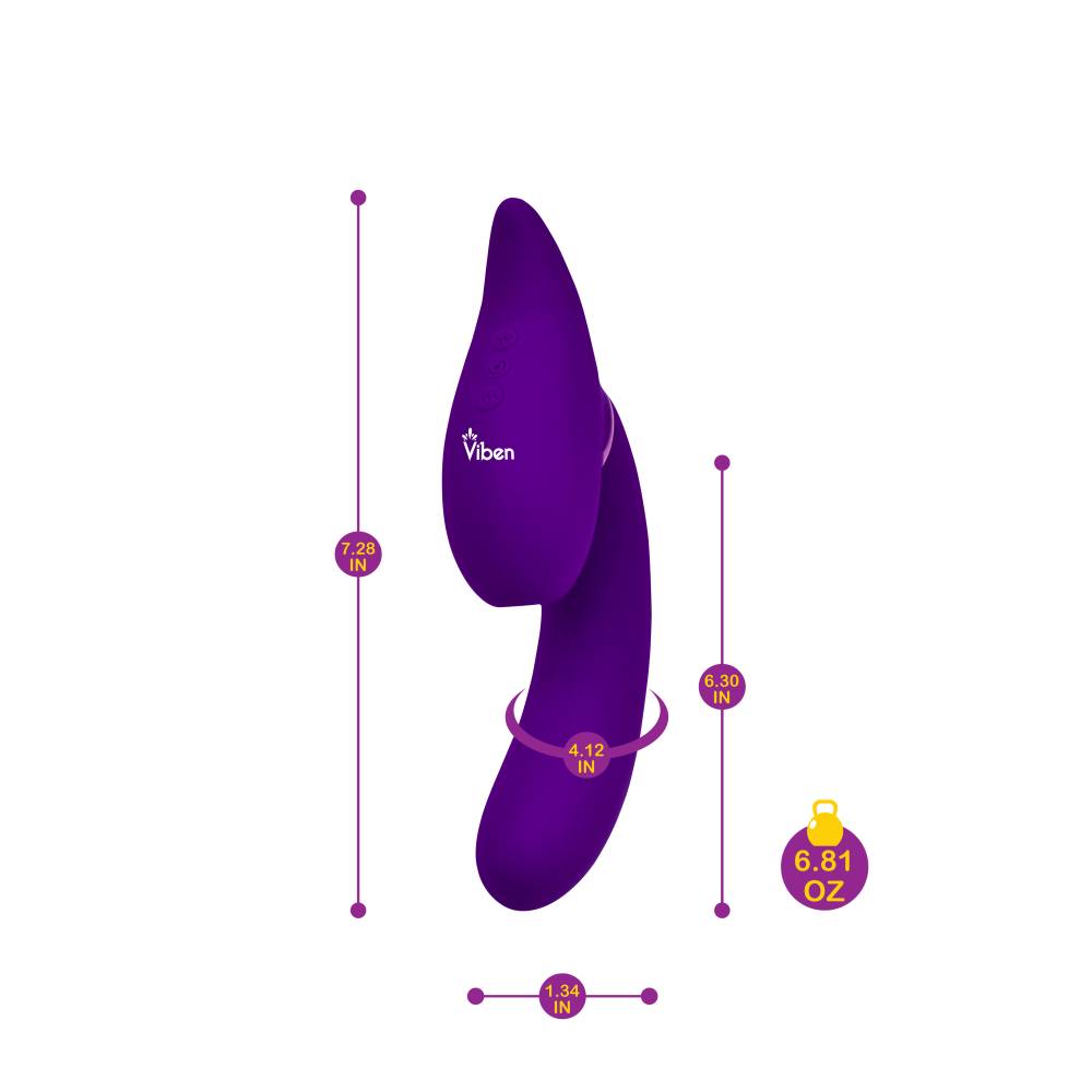 Symphony 21 Mode Swivel Suction Head Triple Motor Vibrator - Purple