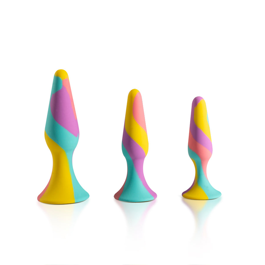 TriPlugs 3 Pc Silicone Anal Training Kit - Rainbow