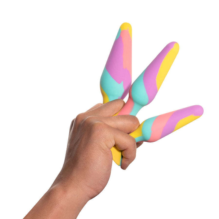 TriPlugs 3 Pc Silicone Anal Training Kit - Rainbow
