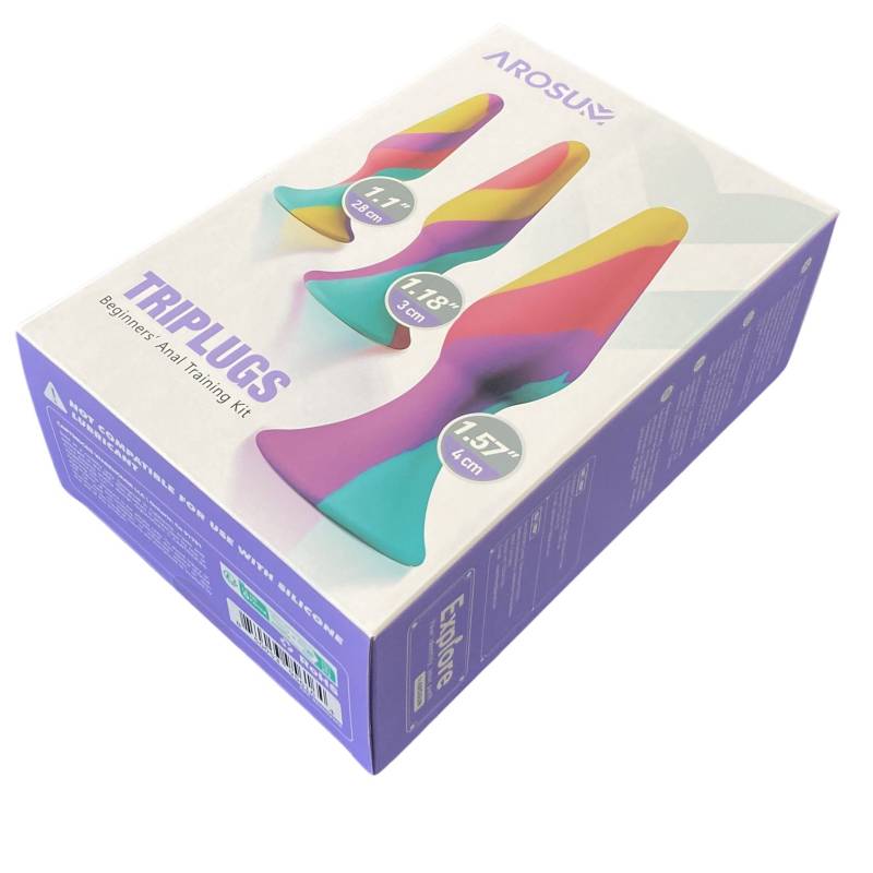 TriPlugs 3 Pc Silicone Anal Training Kit - Rainbow