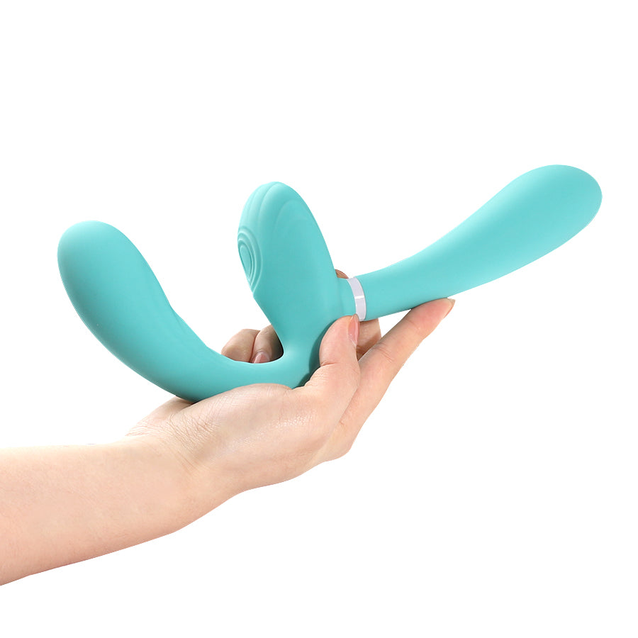 Sapphi Detachable Strapless Strap-on Double Vibrator - Teal