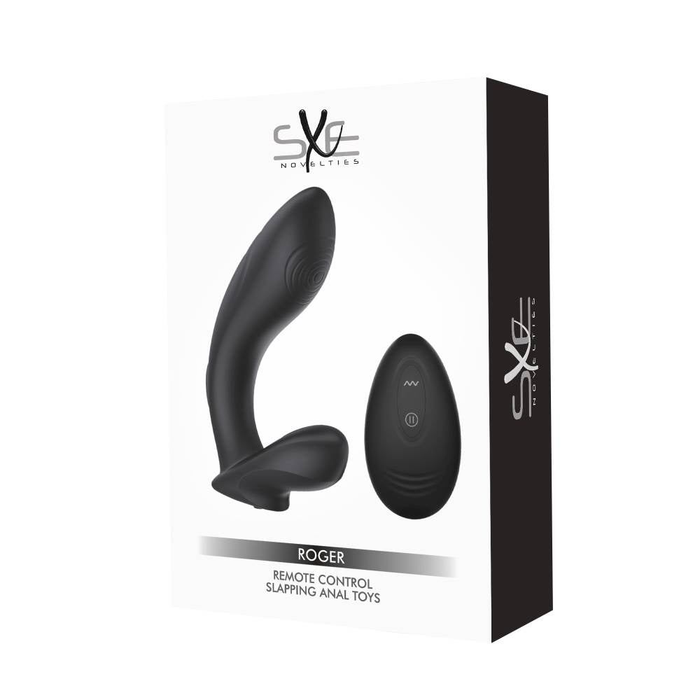 SXE Roger Remote Control Vibrating and Slapping Anal Dildo - Black