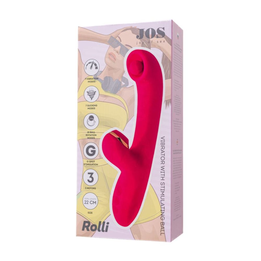 JOS Rolli Stimulating Ball Vibrator with Vaccuum Clitoral Stimulator - Pink