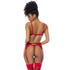 Red 3 Pc Set w/ Bralette, Garter Belt and Thong