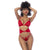 Red 3 Pc Set w/ Bra, Panties and Flexible Corset