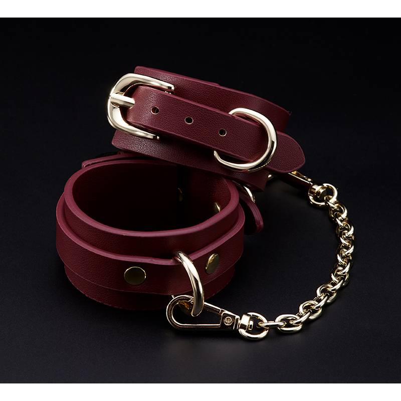 8 Pc Deluxe Bondage Play Kit Burgundy Gold - Burgundy