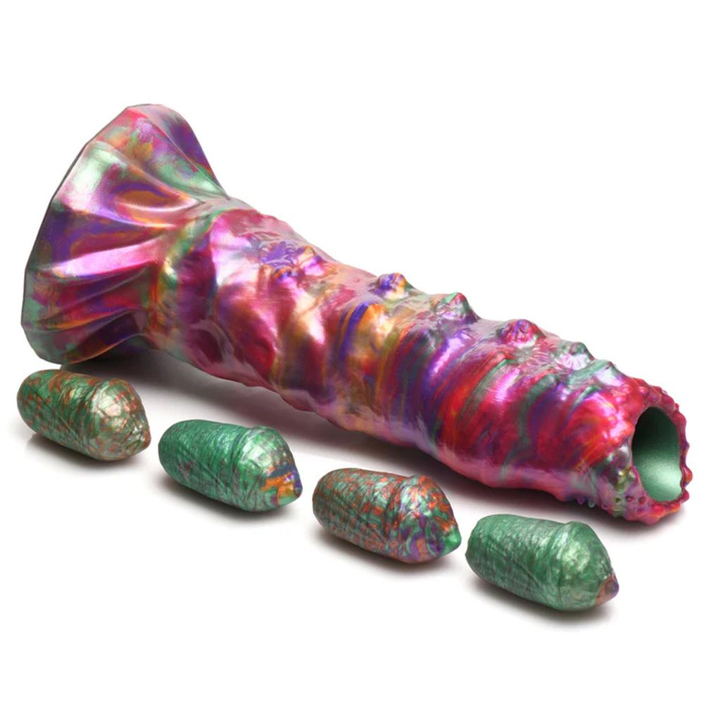 Larva Silicone Ovipositor Dildo w/ Eggs - Rainbow