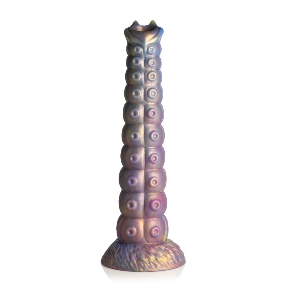 Deep Invader Tentacle Ovipositor Silicone Dildo with Eggs - Rainbow