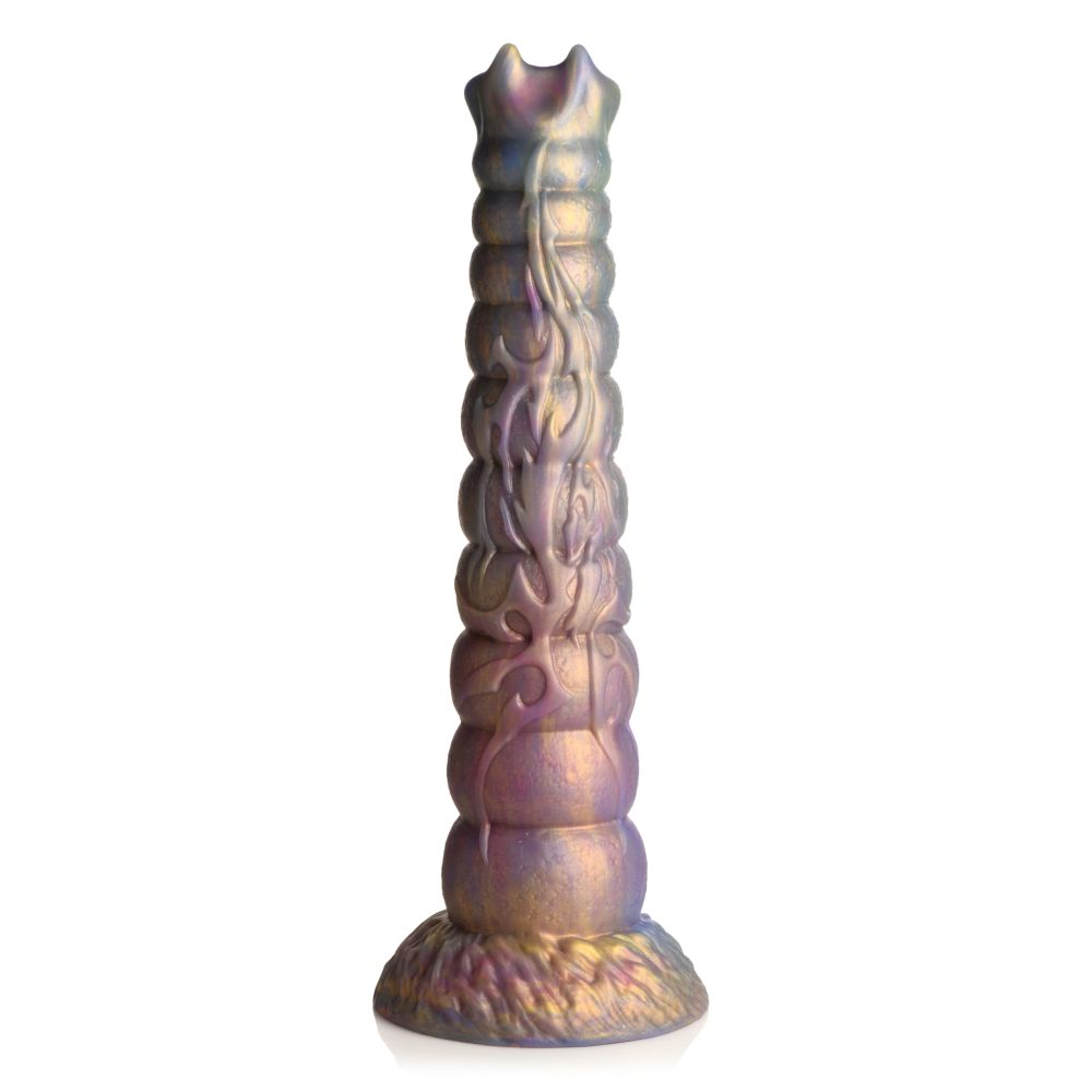 Deep Invader Tentacle Ovipositor Silicone Dildo with Eggs - Rainbow