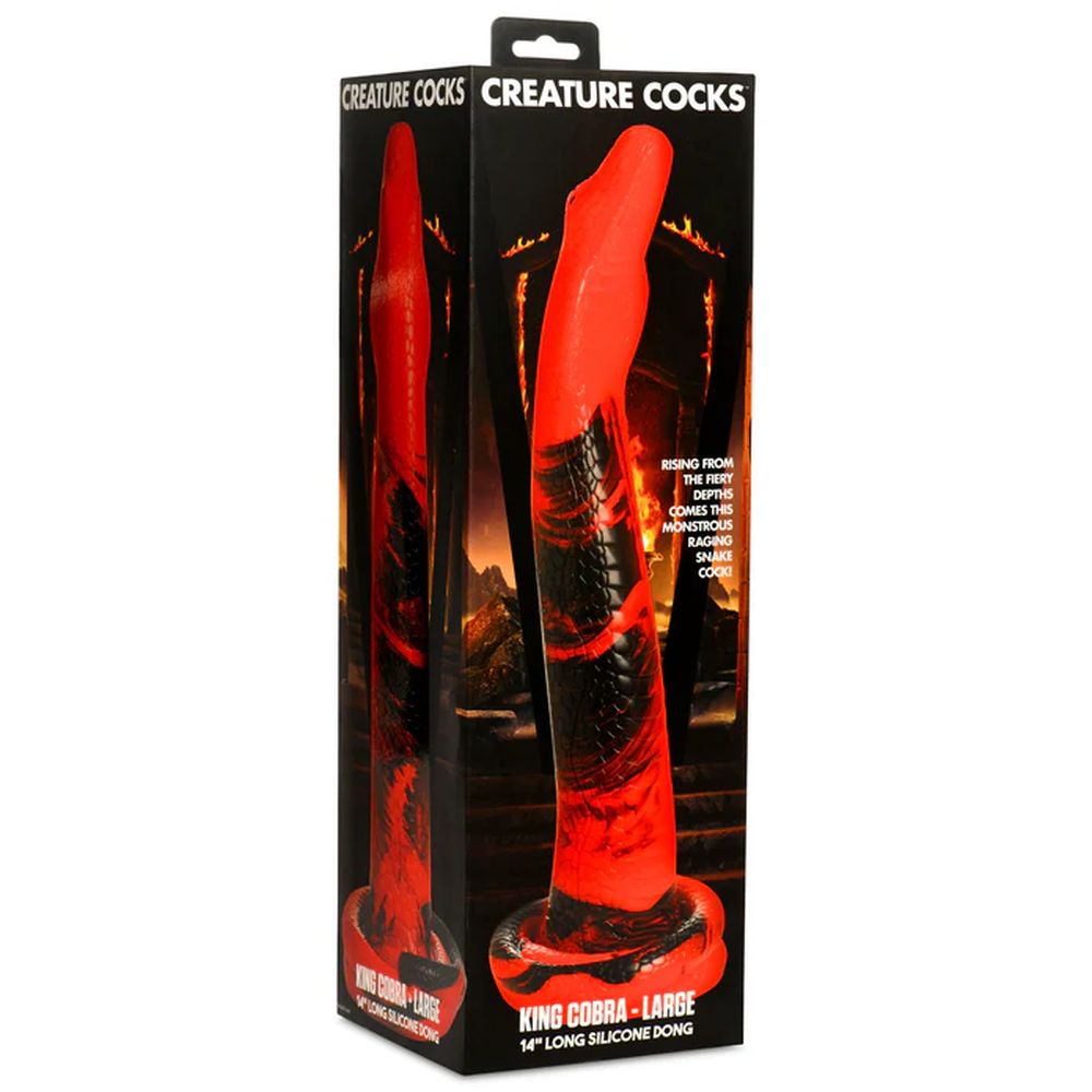 Creature Cocks Large King Cobra 14 in Long Silicone Dong - Red