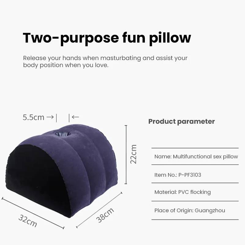 Inflatable Sex Positioning Half Dome Cushion with Toy Holder - Blue