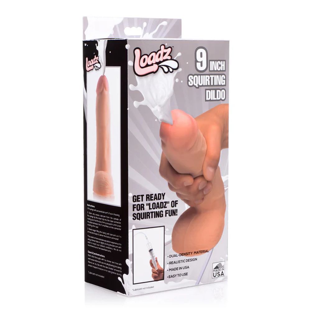 Squirting Dildo 9in with Syringe - Flesh