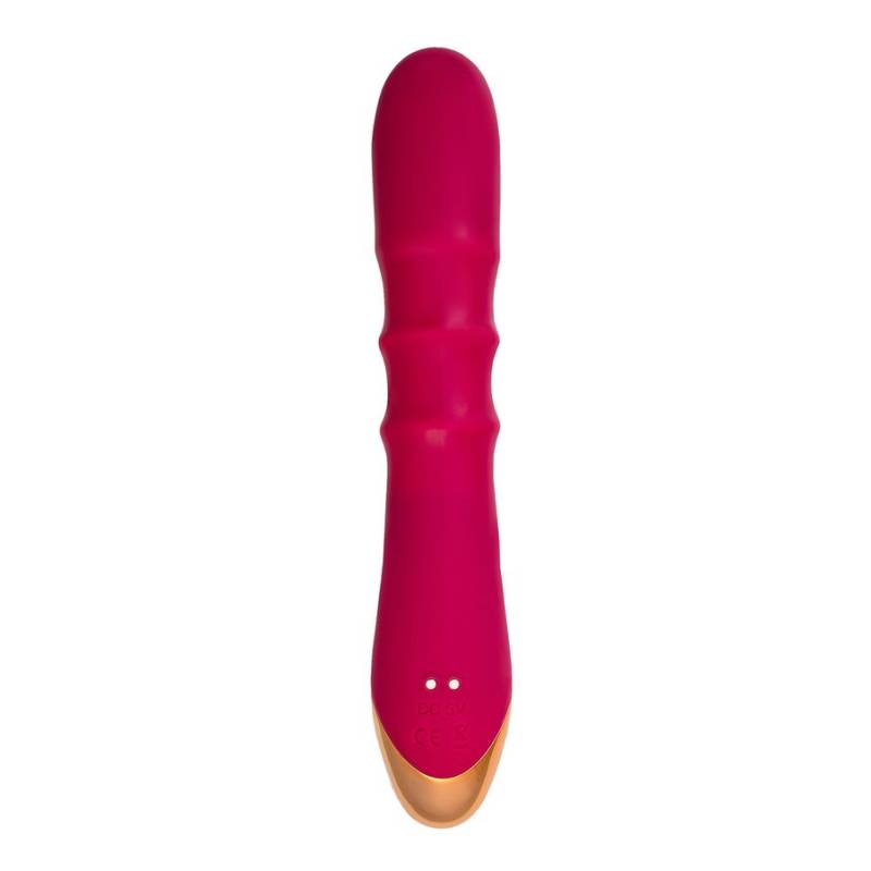 JOS Tenty Rabbit Vibrator with Moving Shaft Rings - Burgundy
